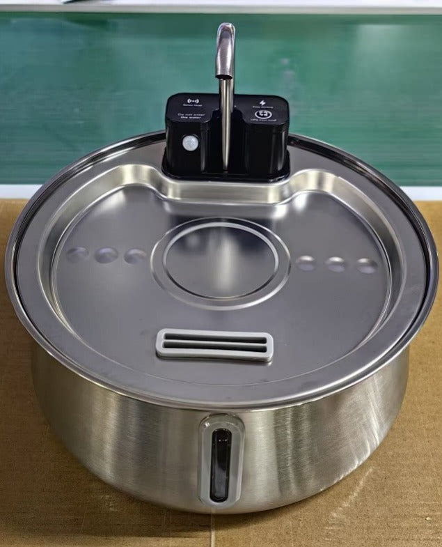 Ondia - Fuente de agua inalámbrica de acero inoxidable para gatos